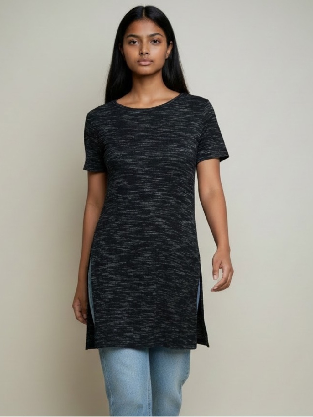 Dynamite Split Side Top In Merle Grey